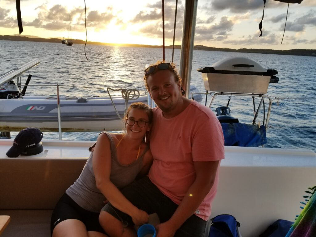 Kate and Alex on a boat