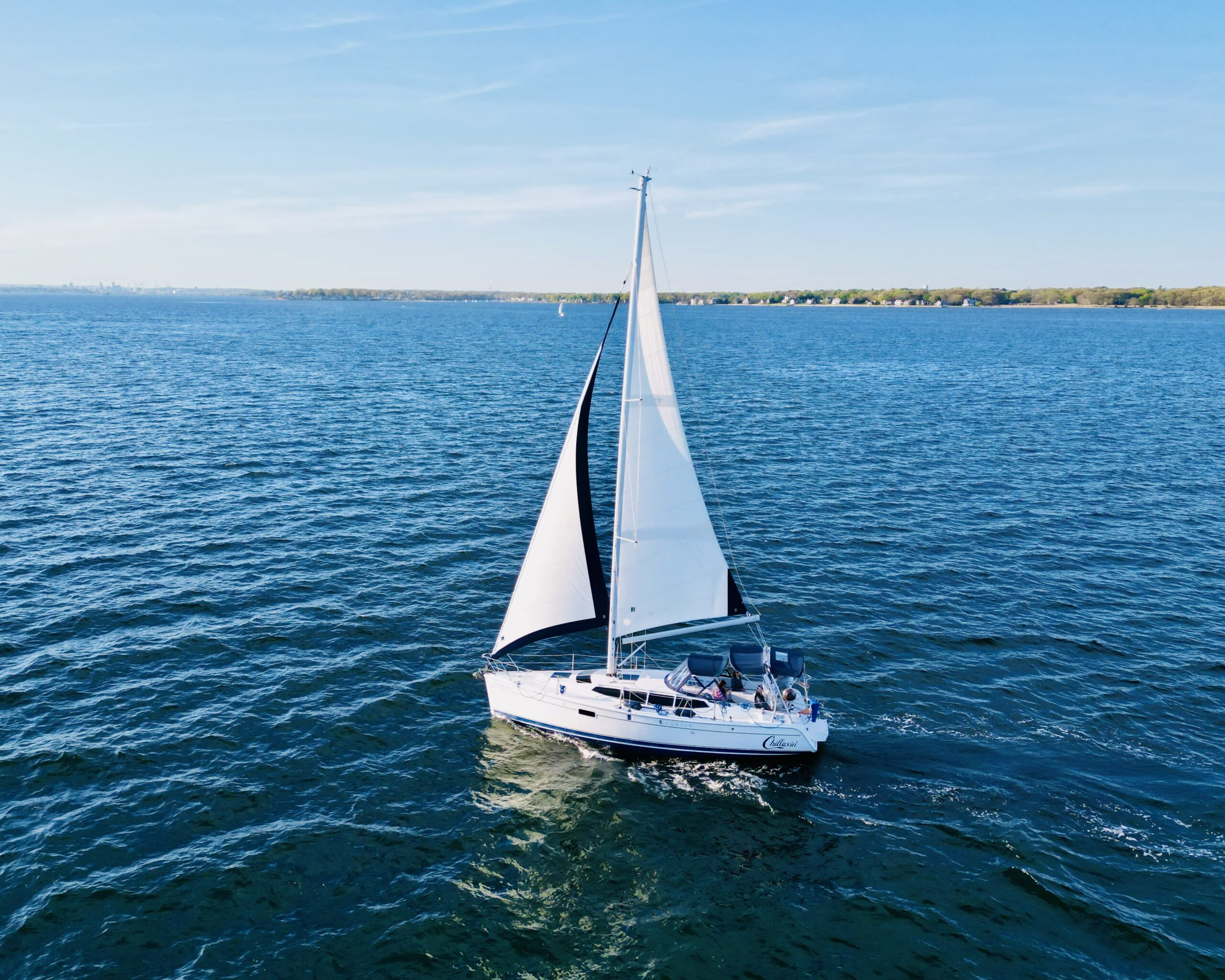 Chillaxin yacht on the water